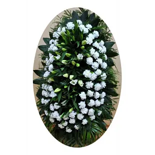 Ритуальный венок из живых цветов "Гвоздика белая"