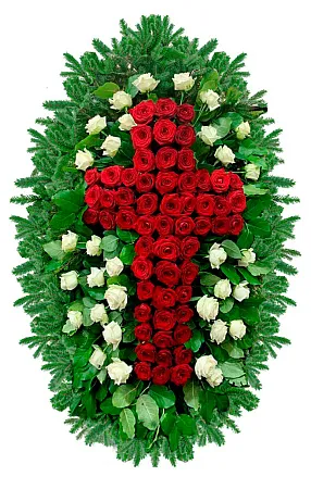 Ритуальный венок из живых цветов " Крест "