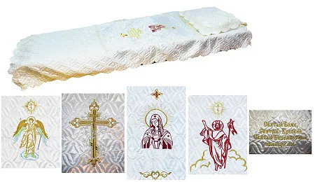 Покрывало стёганное атлас "Крест, Ангел, Богородица, Спаситель"