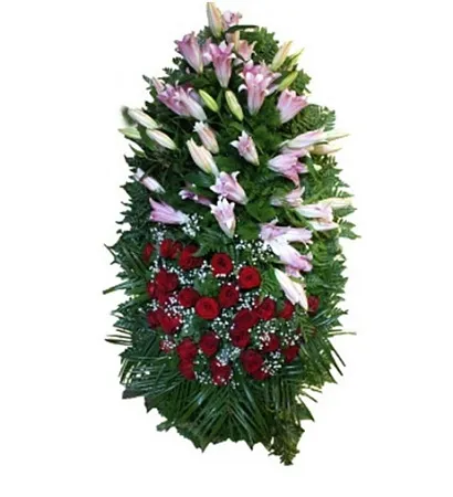 Ритуальный венок из живых цветов " Роза , композиция "